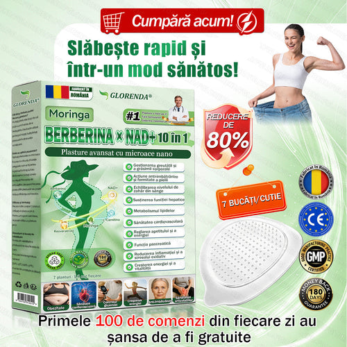 ✨Magazin Oficial | 🌿 GLORENDA® Moringa · Berberină × NAD+ Plasture Avansat Nano cu Microace 10 în 1 (Doar o dată pe zi, schimbări vizibile în 7 zile) ✅ Pentru obezitate, piele lăsată, diabet, apnee în somn, probleme articulare și multe altele